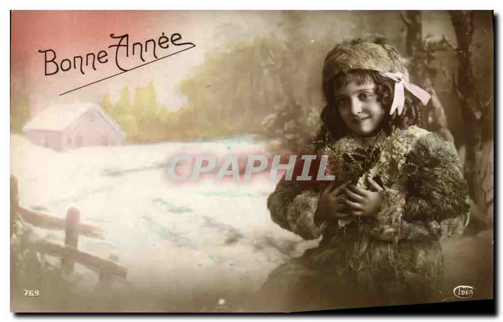 Menina em pele de animal em um paisagem invernal — Boa Ano — IDEA, n° 769 - Frente