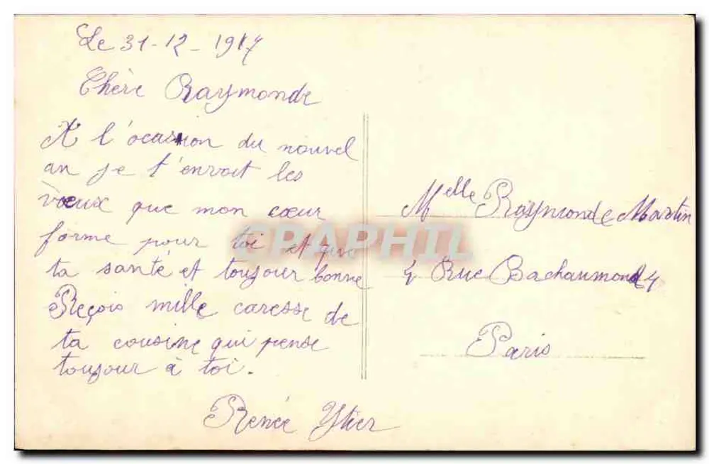Menina pequena com vestido rosa — Boa Ano — La Favorite 1261 - Verso