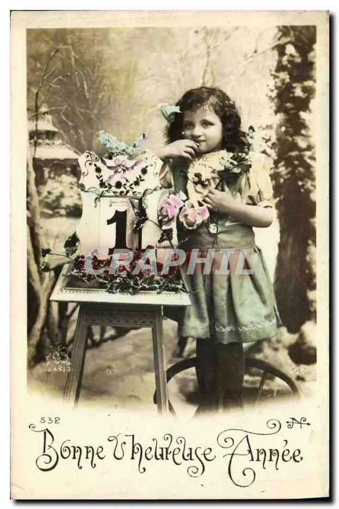Menina com calendário — Boa Ano — Editor: N° 532 - Frente
