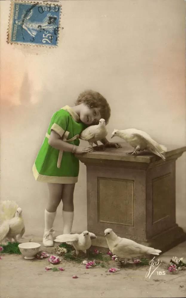Mädchen mit Tauben — Studio-Szene — Jos 185 - Vorderseite