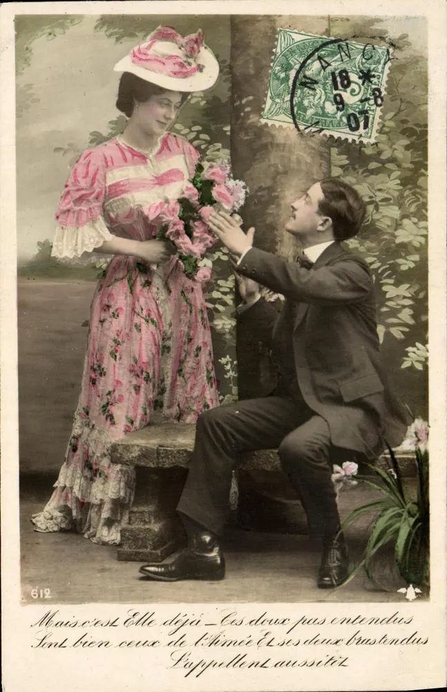 Heiratsantrag — Landschaftsszene — anonymer Verleger, Nr. 612 - Vorderseite