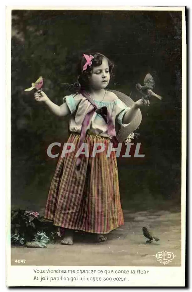 Menina com pássaros — Editor E.D., n° 4047 - Frente