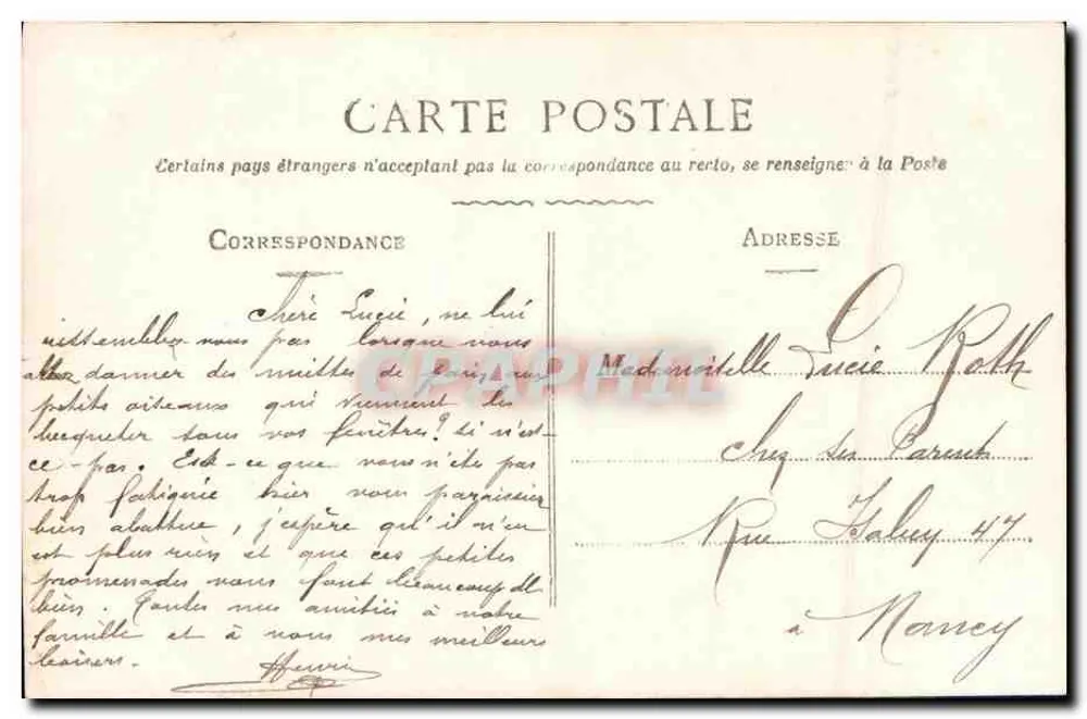 Menina com pássaros — texto impresso e carimbo ELD — n° 4047 - Verso