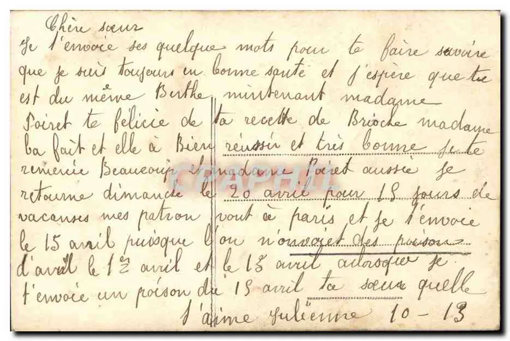 Frau mit zwei Fischen — Isaurill, Verlag Polo, Nr. 3022 - Rückseite