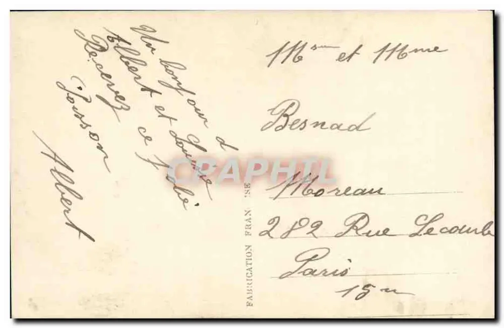 Junges Paar mit Fischkorb und Blumen — DÉDÉ PARIS 623 - Rückseite