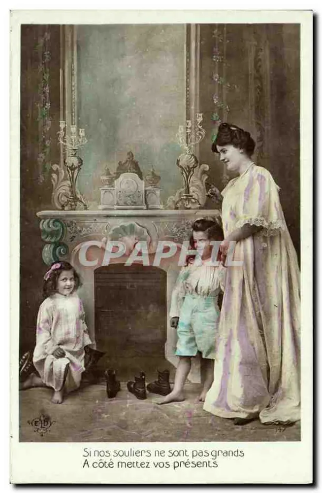 Familie vor einem Kamin — häusliche Szene — ELD, n°147 - Vorderseite