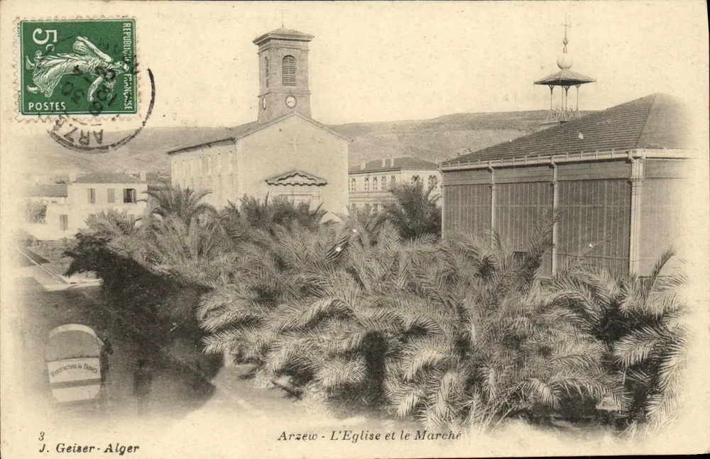 Arzew - Die Kirche und der Markt — J. Geiser-Alger, n°3 - Vorderseite