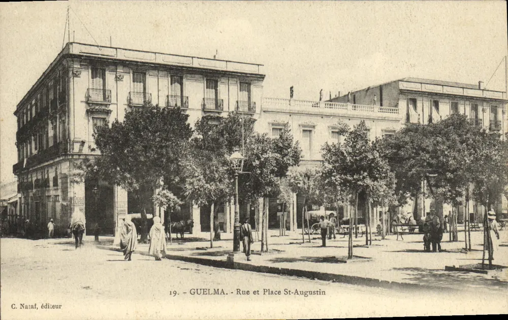 Guelma - Straße und Platz St-Augustin — C. Nataf, Verlag, n°19 - Vorderseite