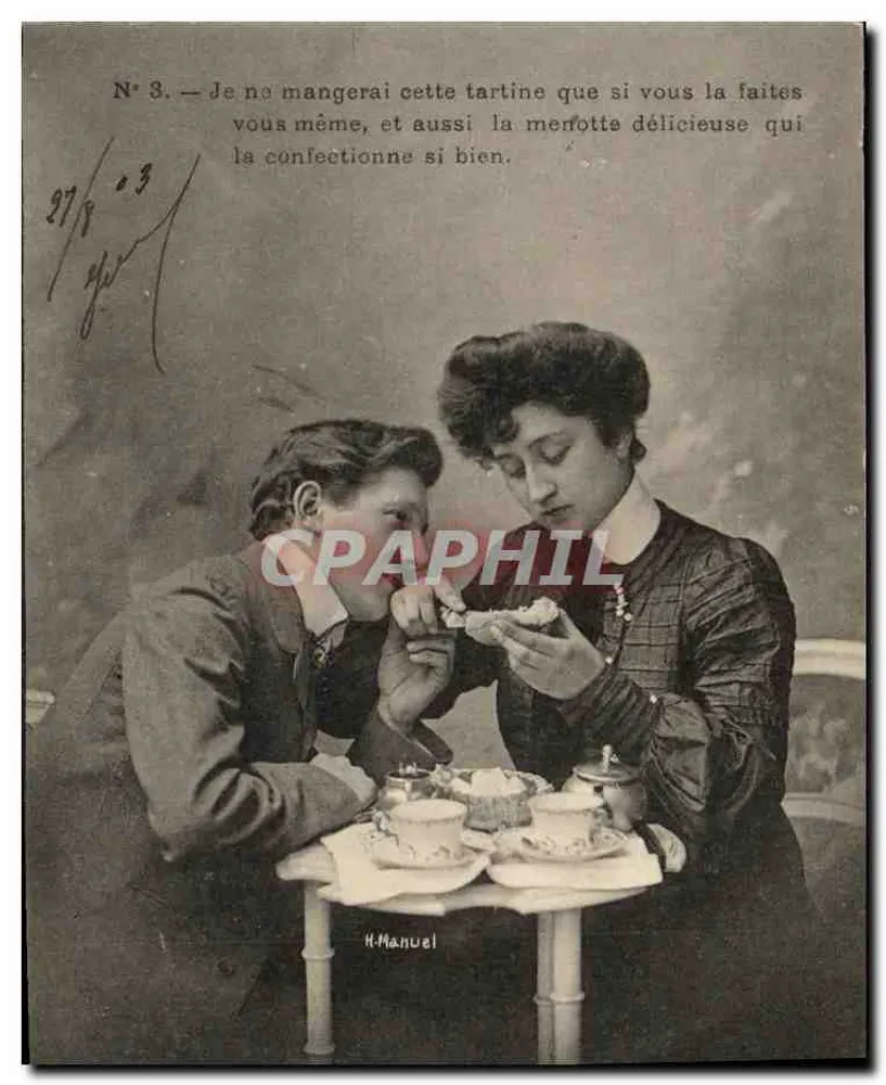 Zwei Personen, die ein Brot genießen — Nr. 3 — H. Manuel - Vorderseite