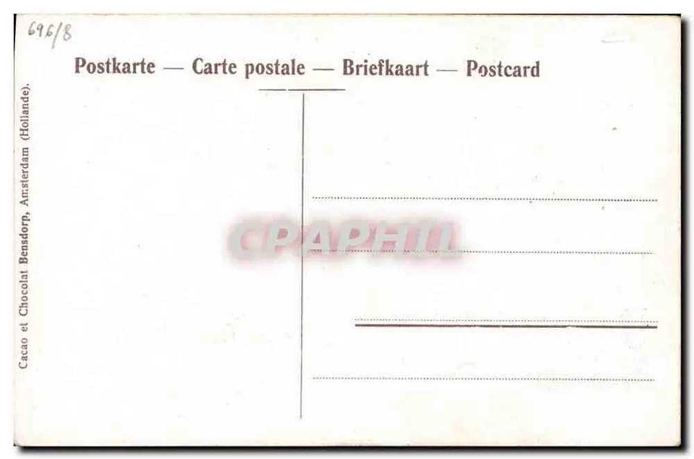 Kobieta i dziecko obok kanału — młyn wiatrowy na tle — Cacao et Chocolat Bensdorp Amsterdam (Holandia) - Rewers