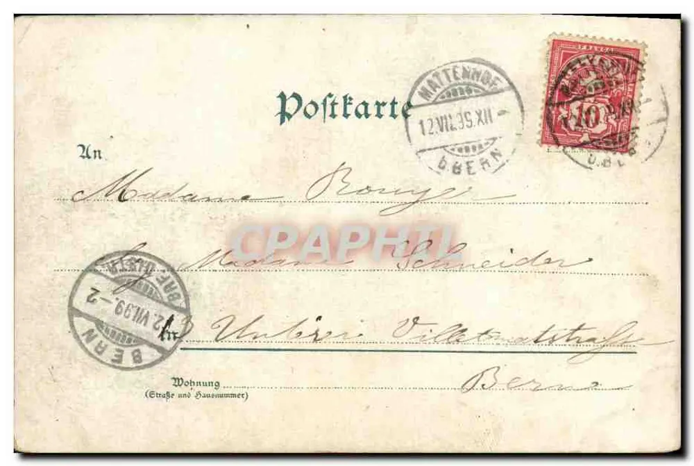 Schneeviertel — Reiter mit Trompete — Verlag D.R.G.M. n° 641 - Rückseite