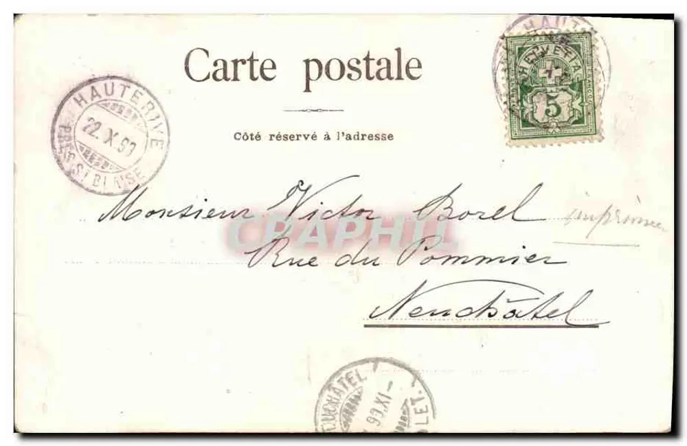 Hauterive — Vista panorâmica e vista da localidade — Office de Photographie Attinger, Neuchâtel, n°190 - Verso