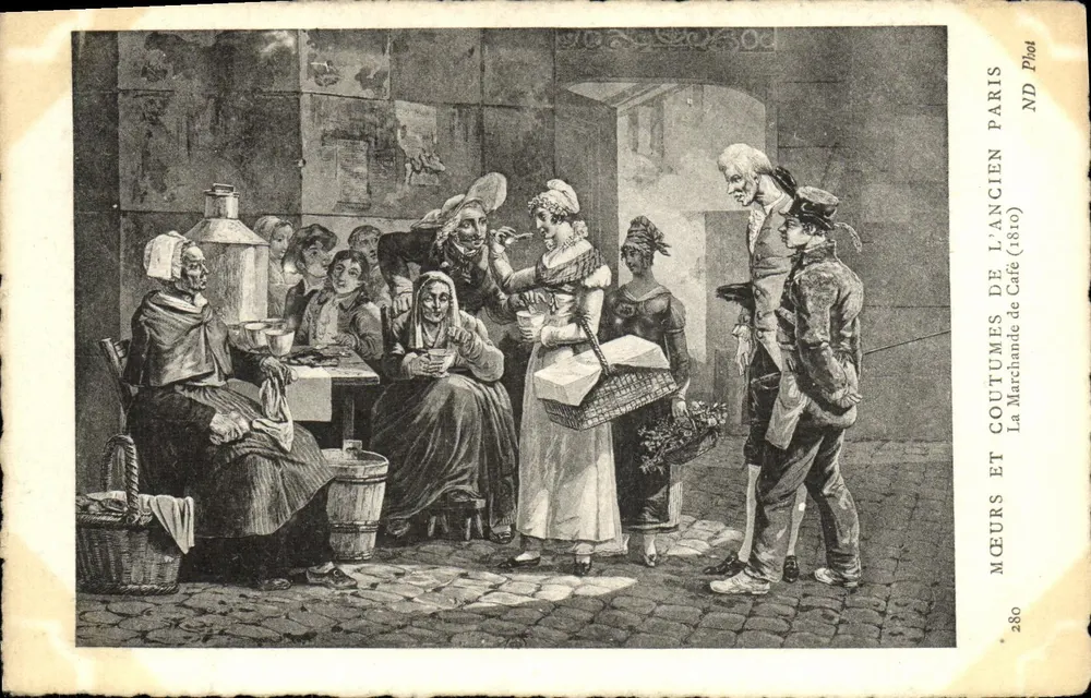 Szene der Kaffeeverkäuferin — Paris, 1810 — ND Plot - Vorderseite