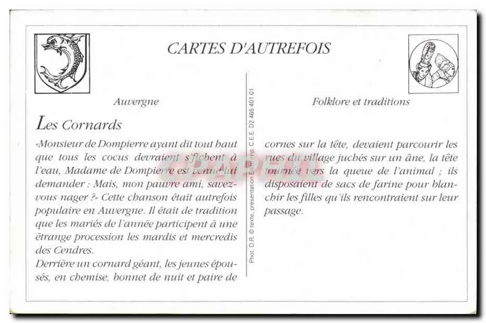 Auvergne - Die Cornards (Lokales Fest in Sauvillanges) — G. Delaunay, Verlag, Clermont-Ferrand, Nr. 138 - Rückseite