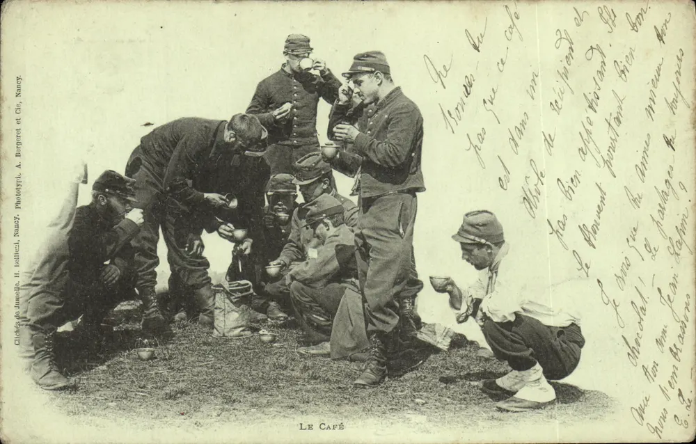 Soldaten, die Kaffee trinken — Nancy — Clôtes de Jumelle, II. (Phototypie, Nancy, A. Barbord et Cie) - Vorderseite