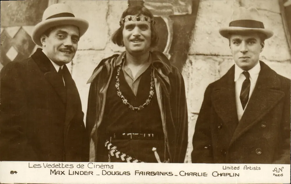 Les Vedettes de Cinéma — Max Linder, Douglas Fairbanks, Charlie Chaplin — A.J.N. Paris - Vorderseite