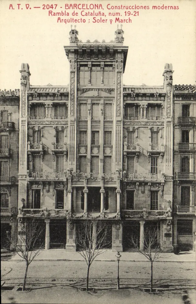Barcelona — Construcciones modernas, Rambla de Cataluña, num. 19-21 — Arquitecto: Soler y March — A.T.V. 2047 - Anverso