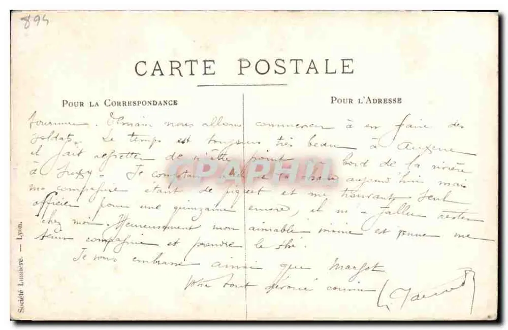 Die Lied des Ehemannes — Einakter von Robert de Flers und Caillaret — Gesellschaft Lumière, Lyon, Nr. 895 - Rückseite