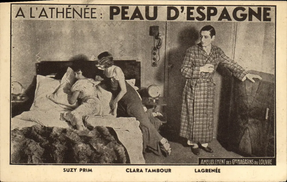 BEIM ATHENÄUM: HÄUTCHEN VON SPANIEN — Suzy Prim, Clara Tambour, Lagrenée — Werbung für die 6. Louvre-Geschäfte - Vorderseite
