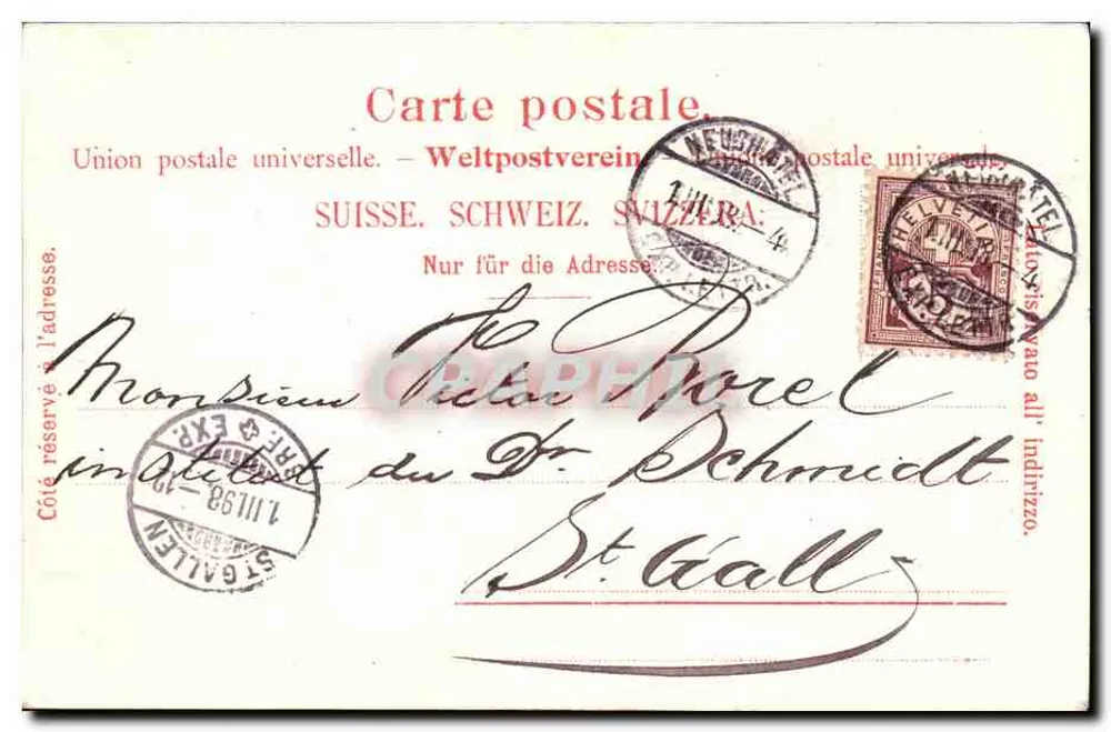 Appenzell — Darstellung des Wappens mit einem Schäfer und einem Bären — Verlag B. W. & C. B. B. (Nr. 1573) - Rückseite