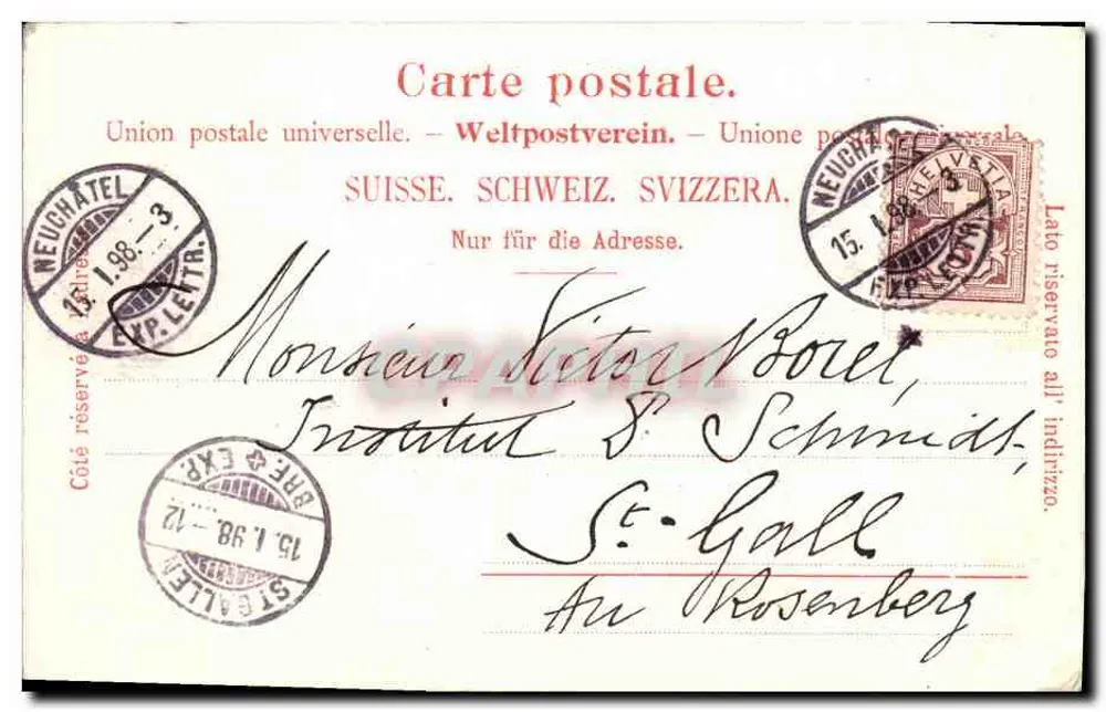 Uri — Horniger Krieger mit Horn und Schild — Verlag: B. Rose, Paris - Rückseite