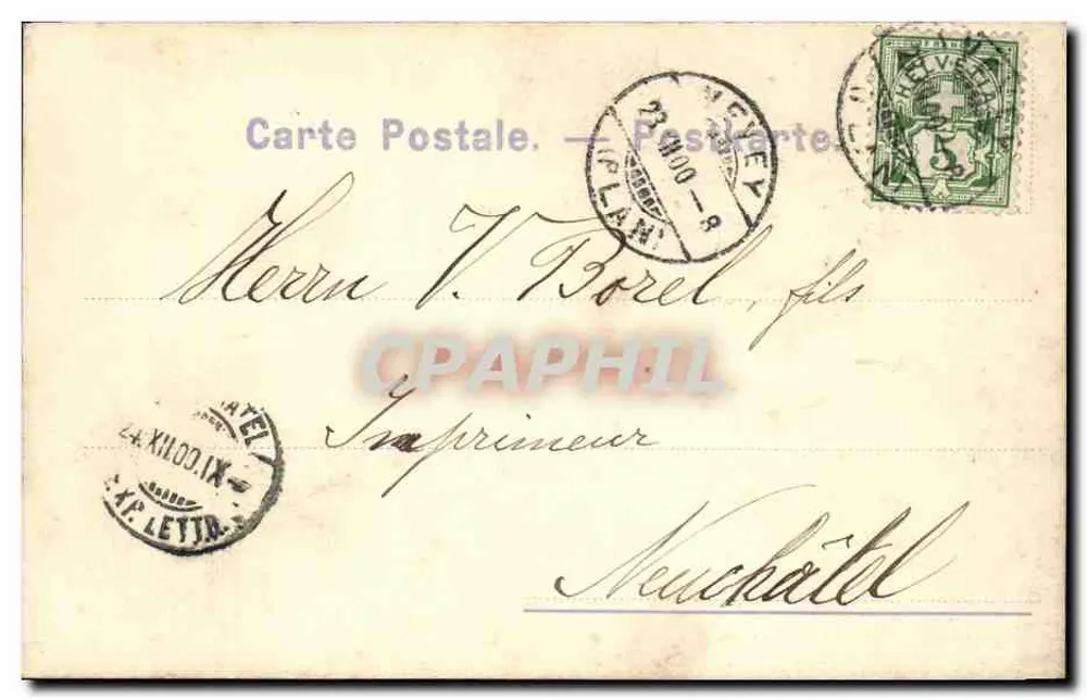 Embarcação do LEMAN — Vista do lago Léman — editor Vervej, n°2 Rue du Midi - Verso