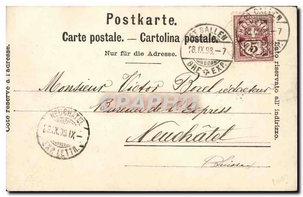 Embarcación a vela — Lago Léman — editor no identificado - Reverso