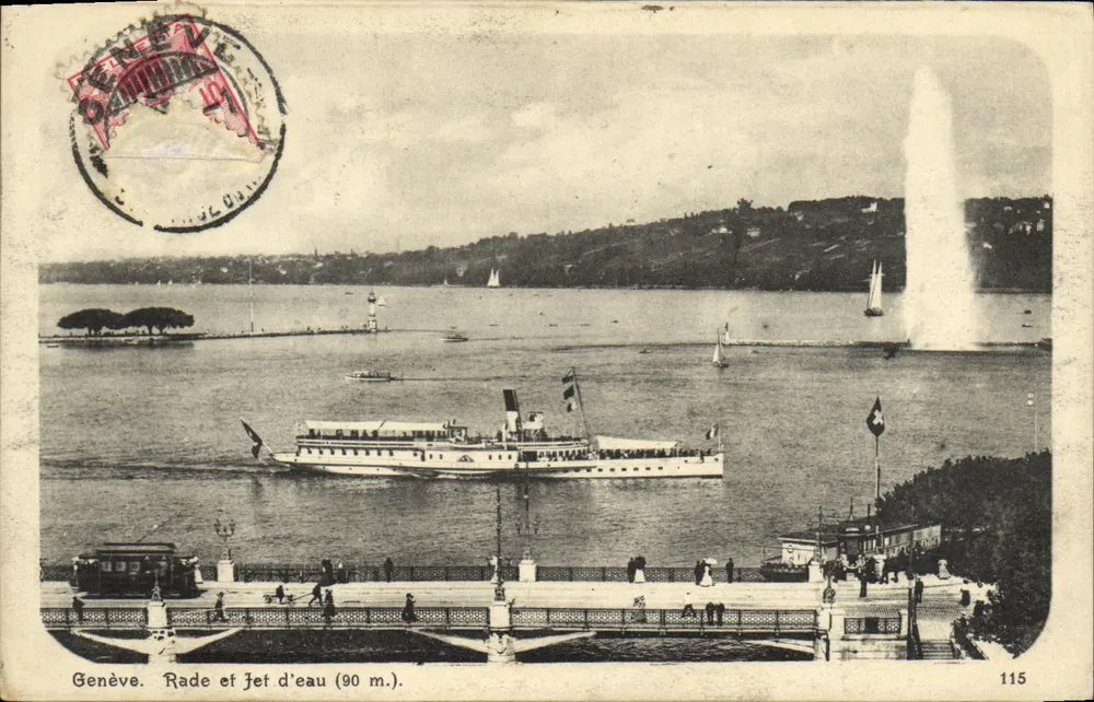 Genebra. Baía e Jato d'Água (90 m.) — Editor desconhecido, n° 115 - Frente