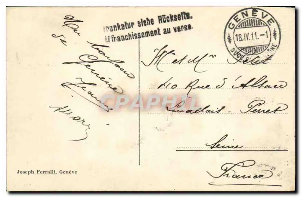 Genebra. Baía e Jato d'Água (90 m.) — Editor desconhecido, n° 115 - Verso