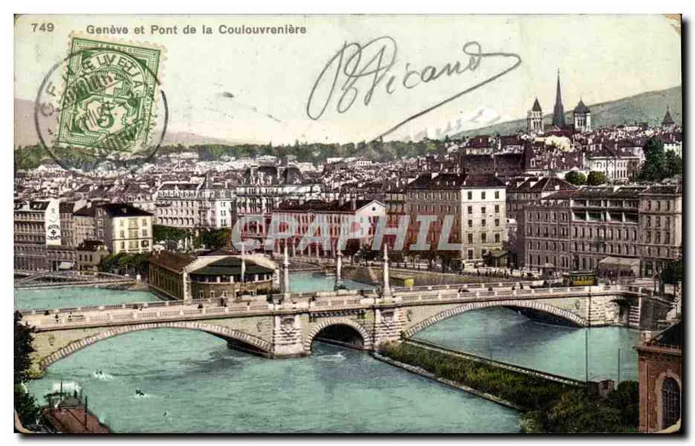 Genf und Coulouvrenière-Brücke — Photothèque Co., Neuchâtel, n°749 - Vorderseite