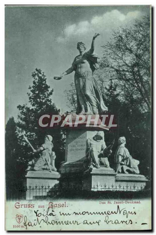 St. Jacob-Denkmal — Basel — Verlag Gruss aus Basel, Nr. 1506 m. - Vorderseite