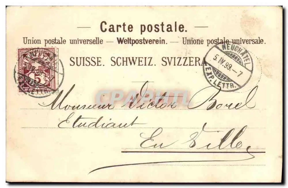 Ansicht von Fribourg — Turm und Hängebrücke — Gebr. Künzli, Zürich, Einlieferungsnr. 881 - Rückseite