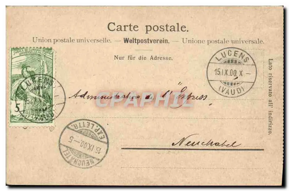 La Chaux de Fonds — Sonnenuntergang — Administration von L'Express, Neuchâtel - Rückseite