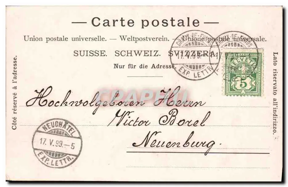 La Chaux-de-Fonds — Panoramablick — Verlag Thomas de Fonds, Nr. 5199 - Rückseite