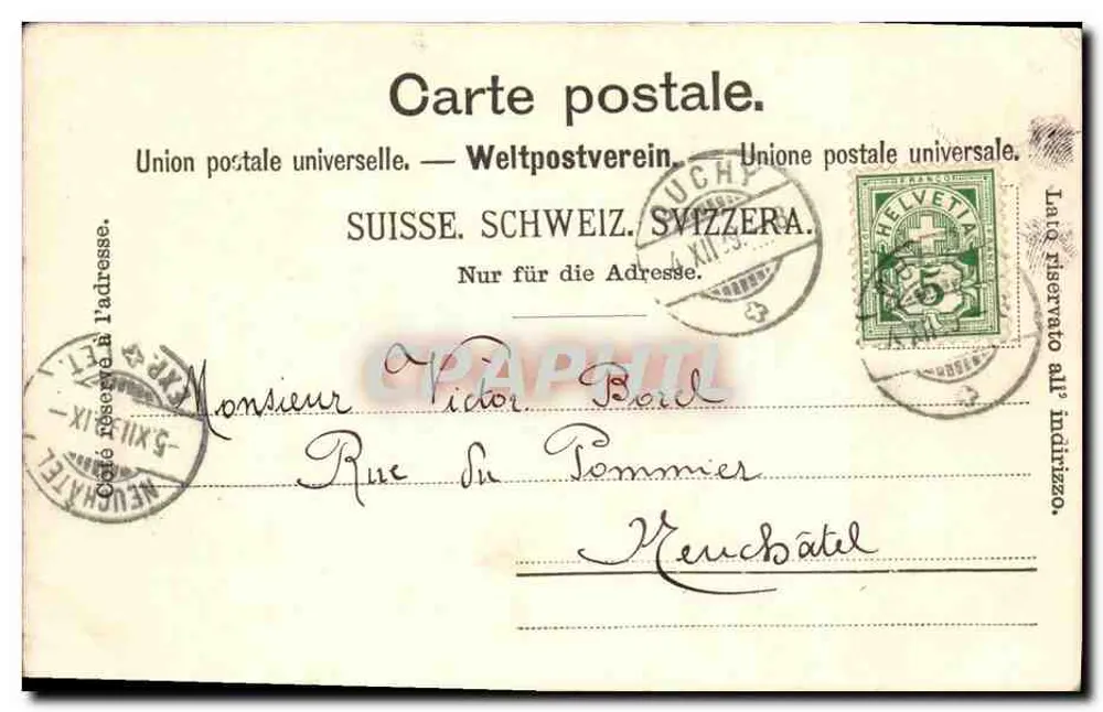View de Lausanne — castelo e igreja — Atelier H. Guggenheim & Cie, Zürich, n° 3263 - Verso