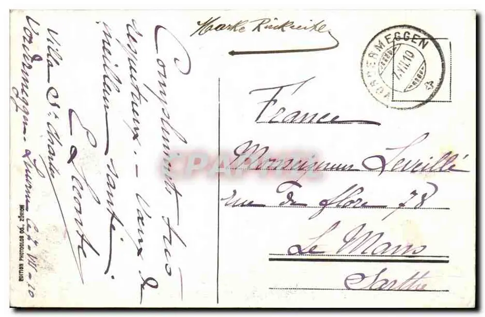 Luzern - Bahnhof und Pilatus (2132 m) — Verlag BERNER PHOTOLITH. Nr. 2439 - Rückseite