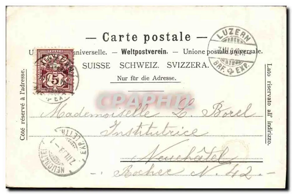 Luzern — Ansicht des Gütscch — Bernhard Wechleiner & Cie, Frankfurt - Rückseite
