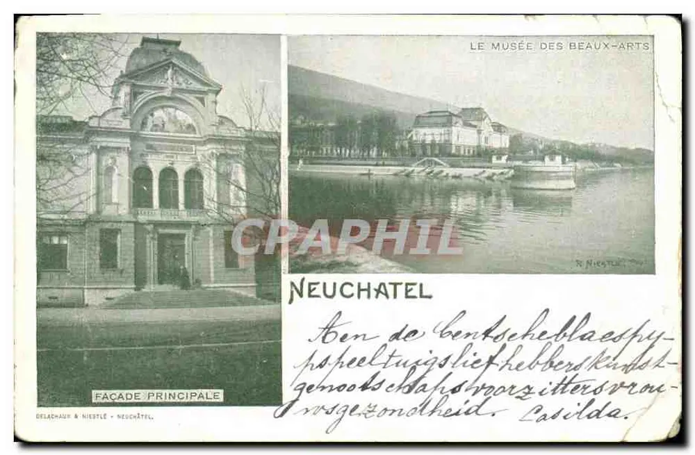 Musée des Beaux-Arts — façade principale et vue sur le lac — Delachaux & Niestlé, Neuchâtel - Vorderseite