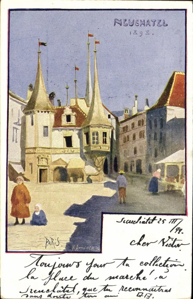 Neuchâtel — Place du marché — Parijs, WATTINGER, 58 - Voorkant