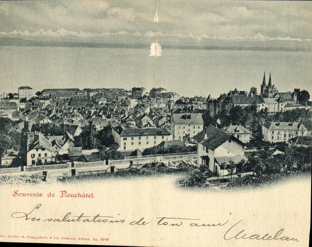 Vue aérienne de Pleuchâtel — éditeur Atelier H. Gaggenheim & Co. Zürich, n° 3189 - Voorkant