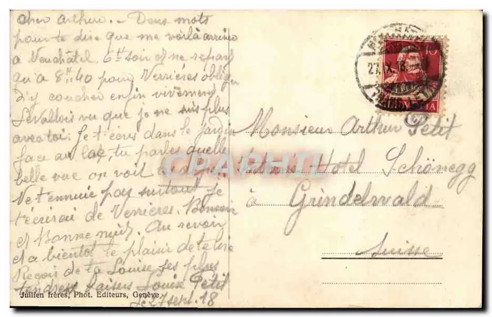 Neuchâtel - O Porto — J.J. 8350 — Jullien Frères, Genebra - Verso