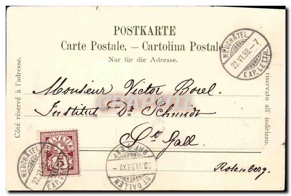 O Ponte da Posta, lado sul, Neuchâtel — por G. Grisel, 1844 - Verso