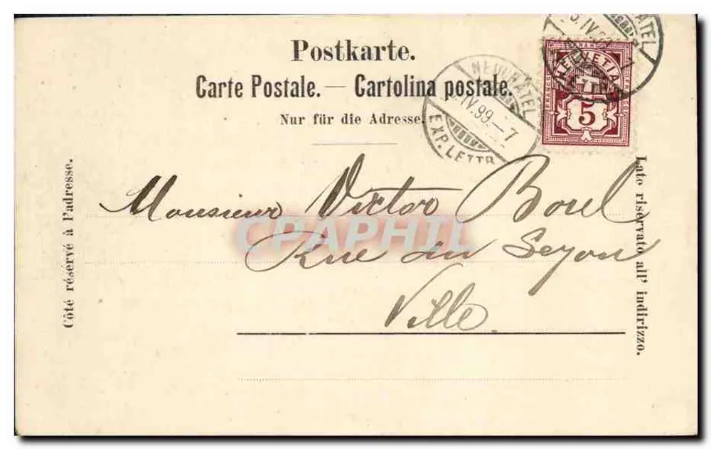 Neuchâtel — vista da cidade e do castelo — Ferd. Beck, Editor, Neuchâtel. No. 12. - Verso
