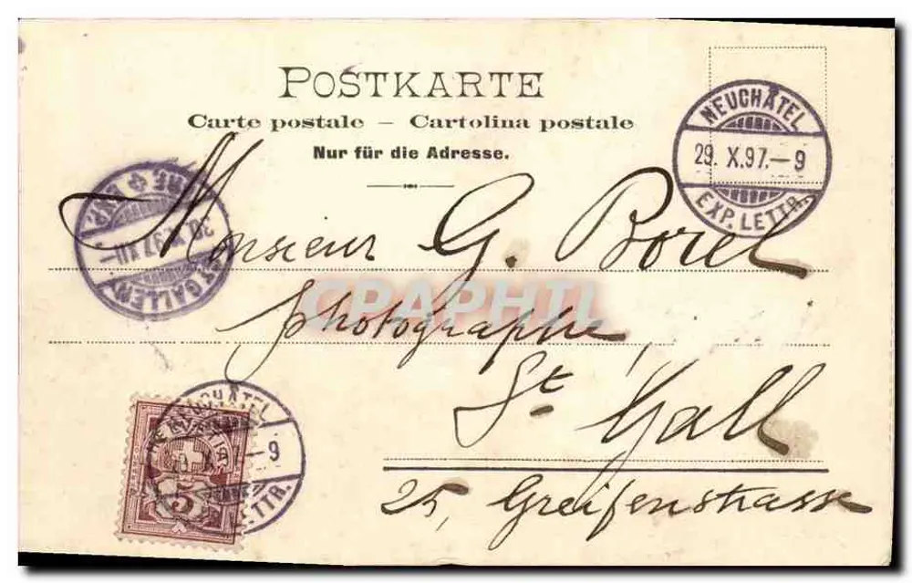 Monumentalbrunnen — St. Gallen — Verleger Demaish Letter - Rückseite