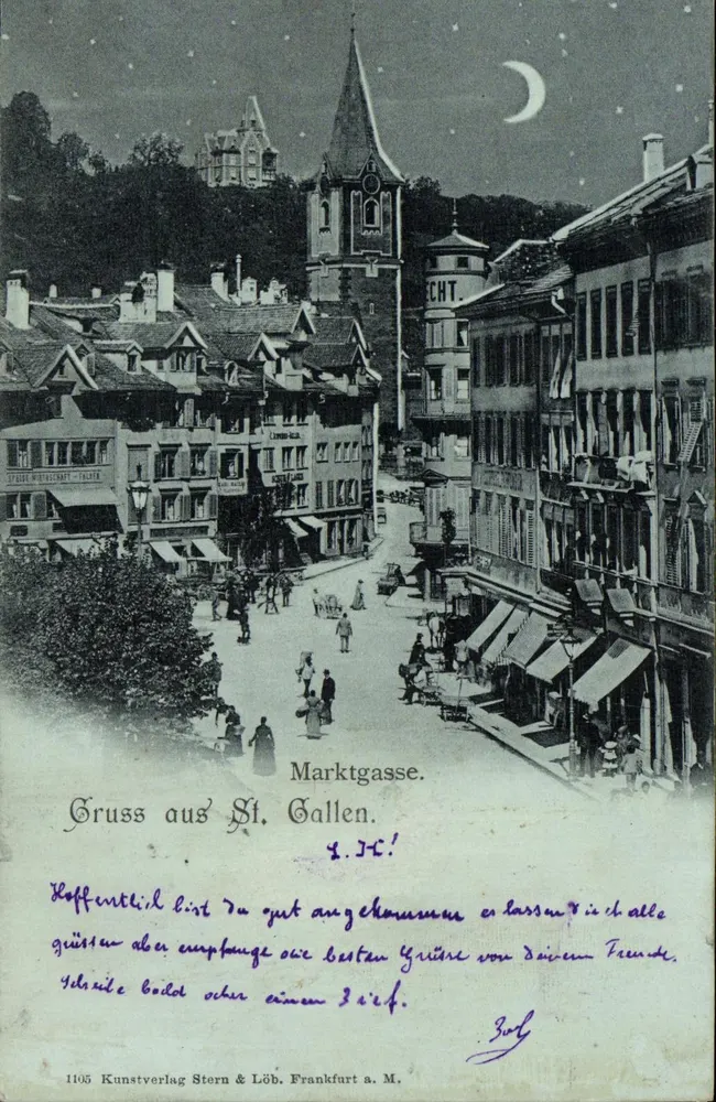 Marktgasse — nächtliche Ansicht mit Mondschatten — Kunstverlag Stern & Lüb, n°1105 - Vorderseite