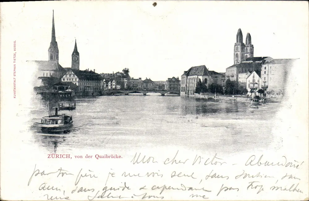 Zürich, Aussicht von der Quaibrücke — Kunstanstalt Stephan Tietze, Aussig - Vorderseite