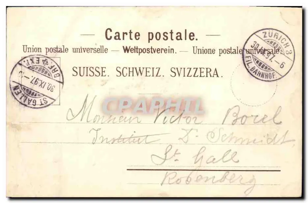 Vue de Zurich — éditeur Oscar Rinaldi, Doppeln, n°222 - Rückseite