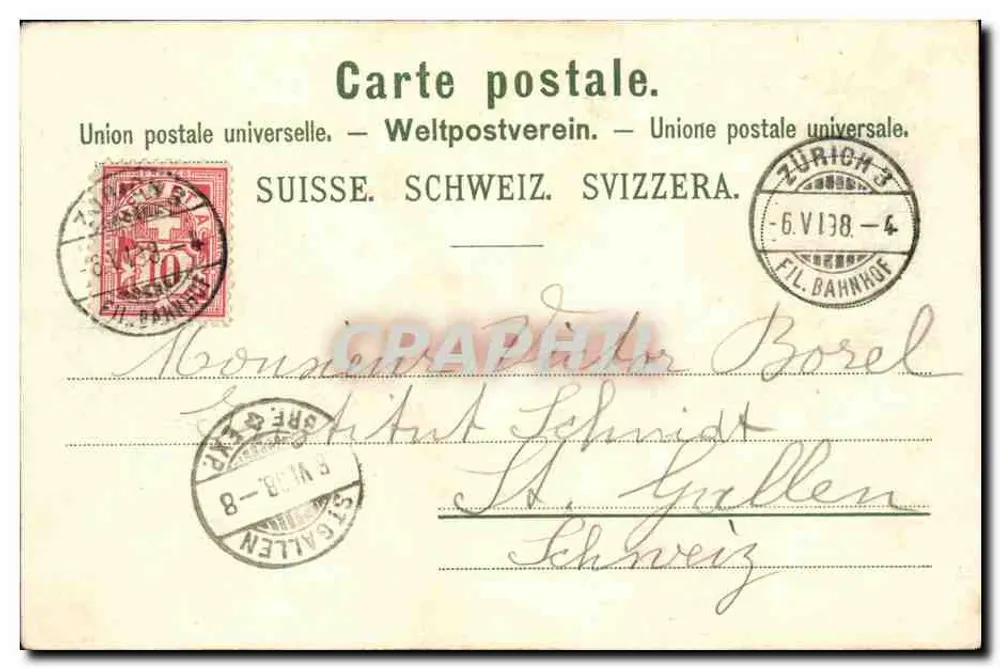 Tonhalle de Zurique — editor Schär & Merk, n° 1867 - Verso
