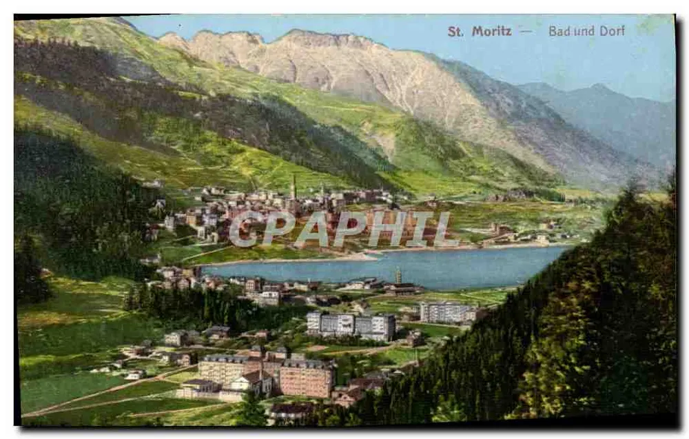 St. Moritz — Bad-und Dorf — Engadin Press Co., Samaden, No. 85 - Voorkant