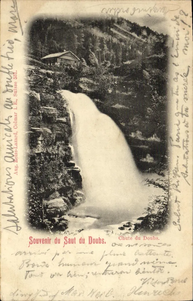 Cachoeira do Doubs — Suíça — editor Aug. Reiss-Lazard, n° 551 - Frente